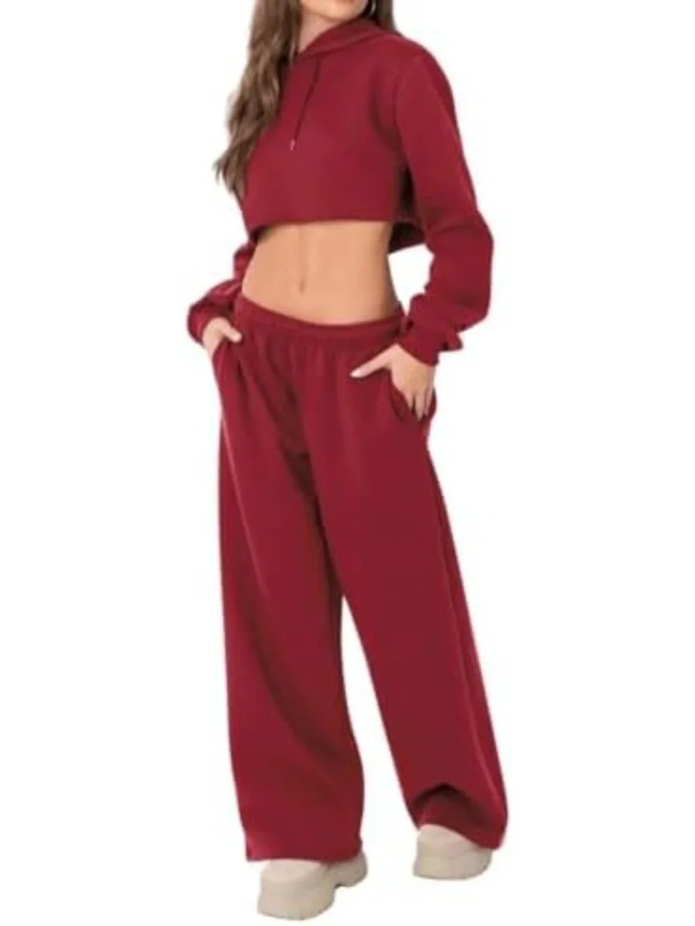 Cozy Women's Wide Leg Fleece Lined Sweatpants | Comfy Baggy Lounge Pants